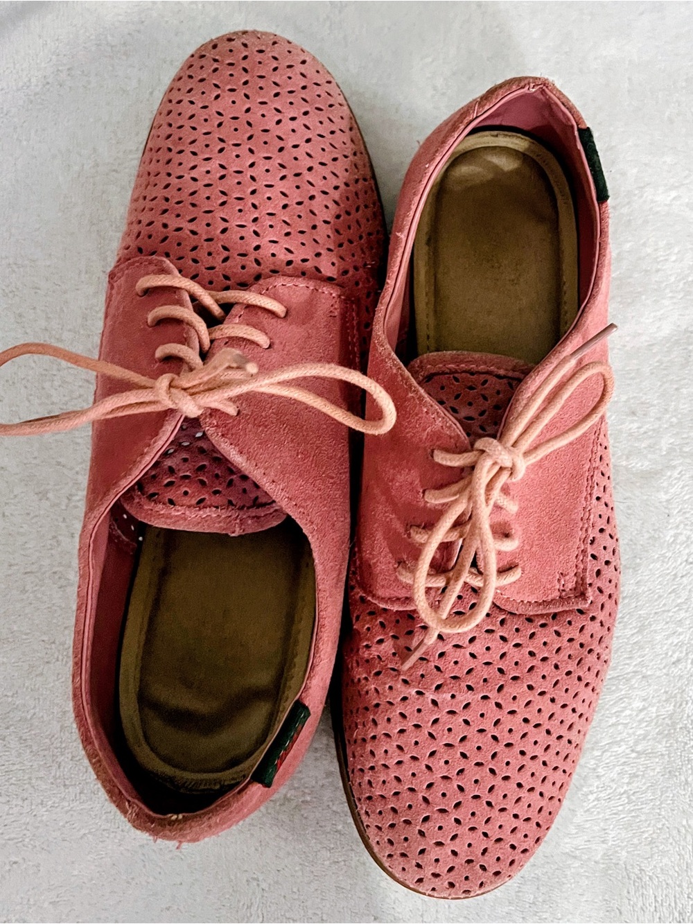 Women's Bass Pink Suede Lace-Up Perforated Oxfords - Picture 2 of 4